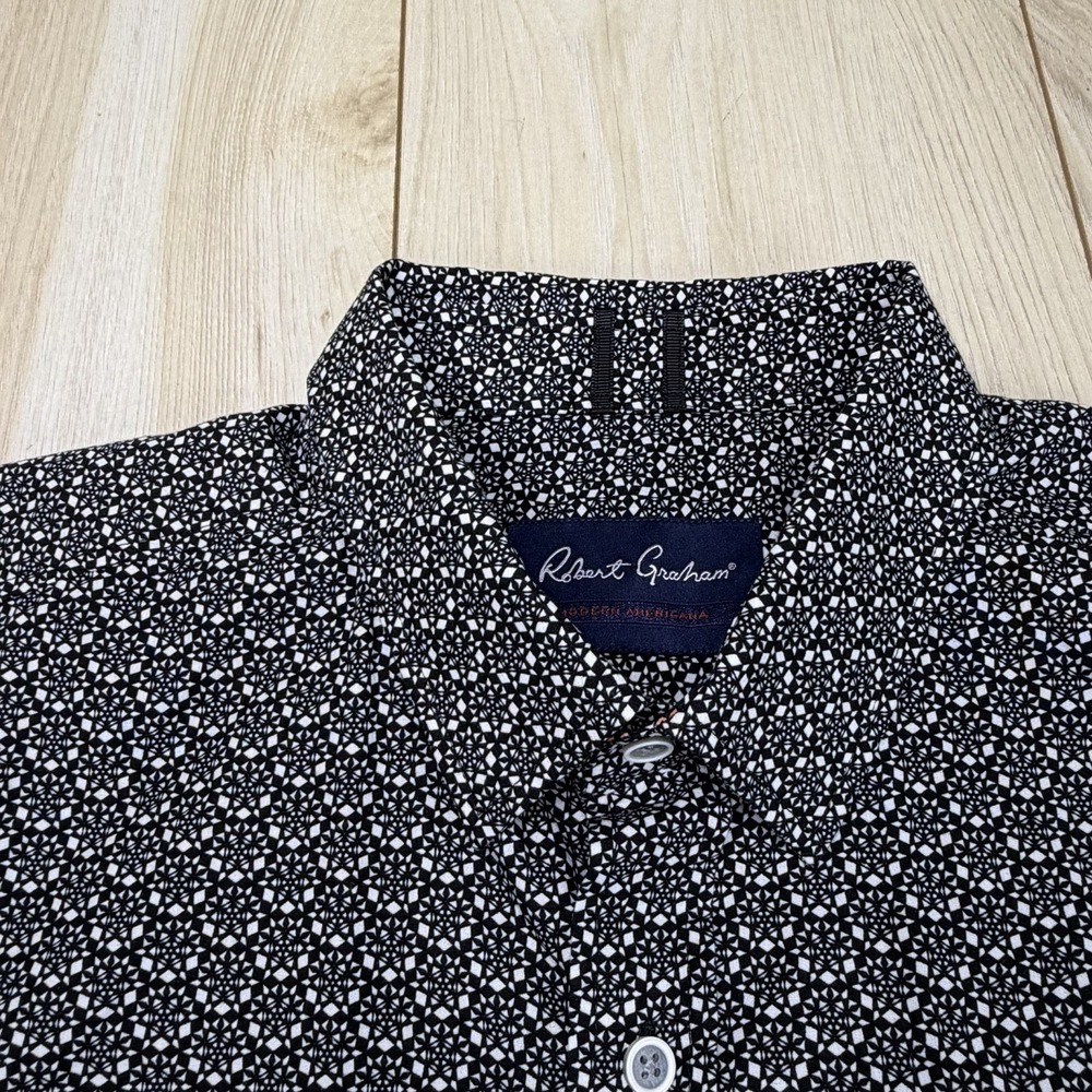 Robert Graham Mens Geometric Black Long Sleeve Dress Shirt XL Tailor Fit NWT - Picture 5 of 12